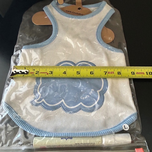 Louis Dog “Name Me” Blue and White Top. Size  Large. NWT. - Picture 2 of 5